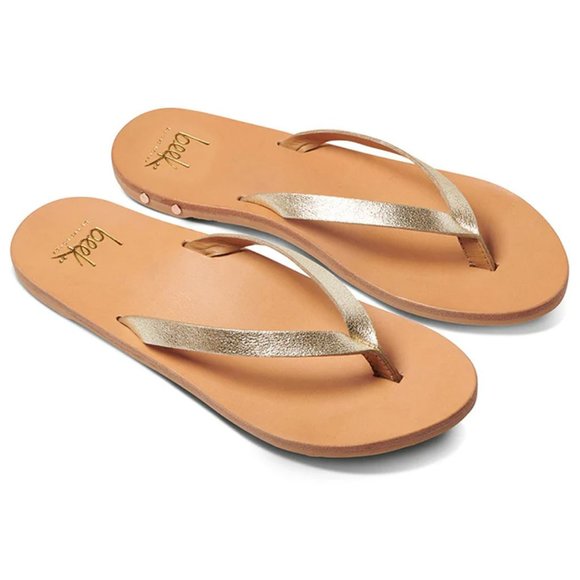 Beek Seabird Thong Flip Flop Slide SANDALS Size 7 Platinum Honey Leather NEW - Picture 2 of 14